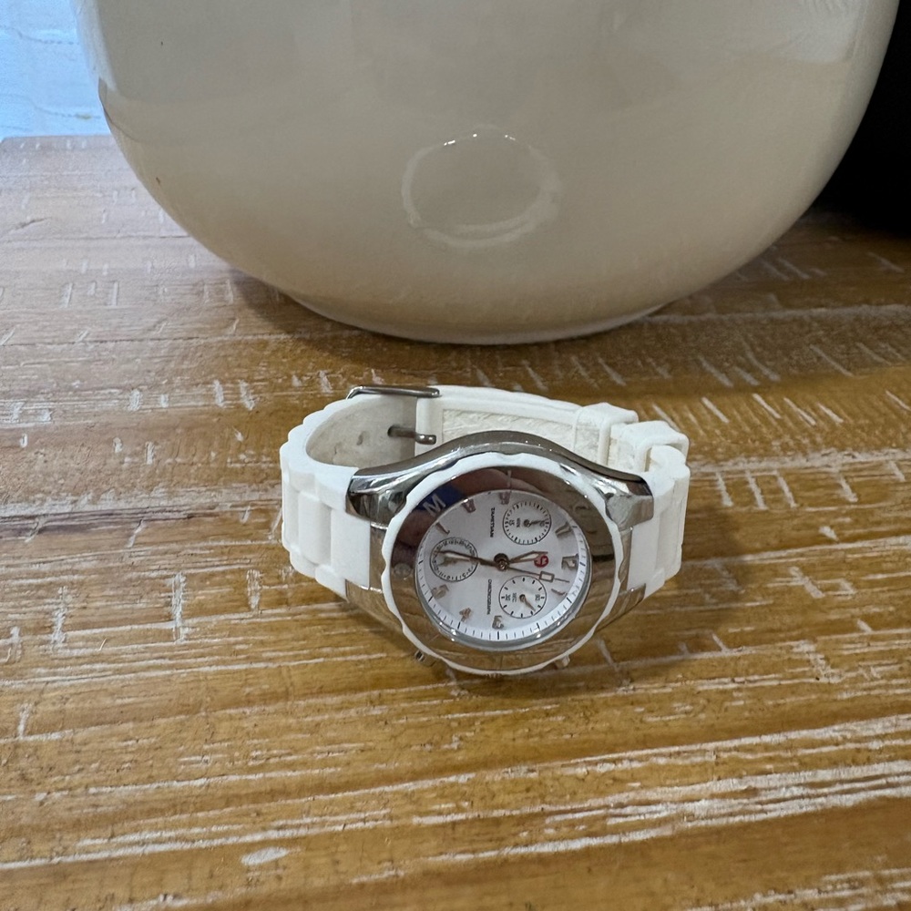 Michele White and Silver Women's Watch